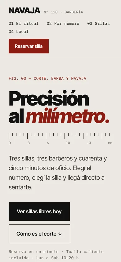 Sitio de Navaja en un celular